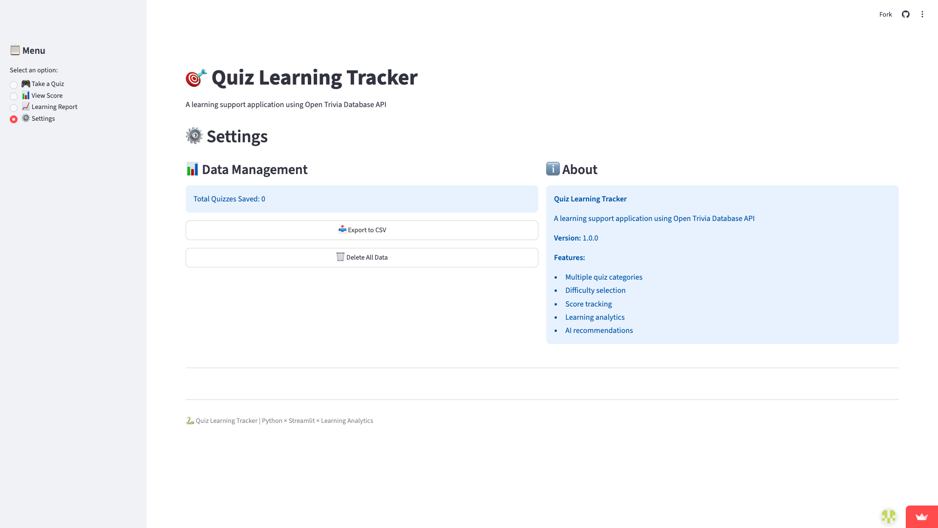 Quiz Learning Tracker